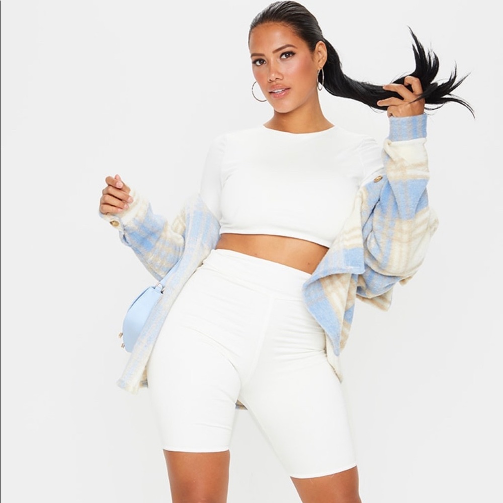 PLT SHAPE CREAM COTTON BIKER SHORTS